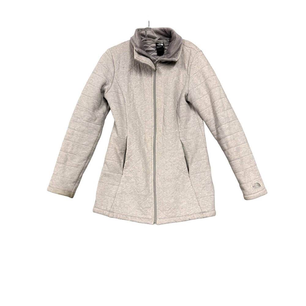 The North Face Jacket Womens Medium Gray Quilted Fleece Lined Full Zip Outdoor